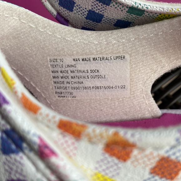 Cat & Jack White Rainbow Checkered Girls StrapOn Sandals Size 10C - Picture 2 of 5